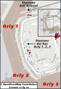 La fermata della navetta Go C Paris presso la stazione dei bus Orly 1, 2, 3