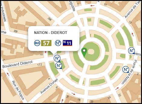 Plan de quartier RATP: posizione della fermata Nation – Diderot