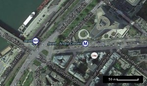Mappa satellitare della zona intorno alla stazione Javel