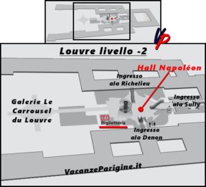 La Hall Napoléon e la biglietteria del Louvre
