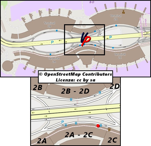 Fermata dei Bus Direct fra i terminal 2A e 2C