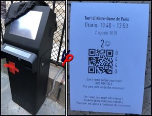 Il distributore automatico e il biglietto promemoria. Per gentile concessione di Ice