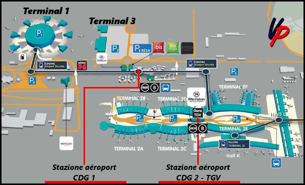 Mappa delle stazioni ferroviarie nello CDG