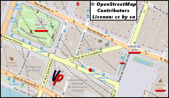 Châtelet: capolinea (punto rosso) del bus N22