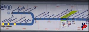 All’interno dei treni RER B vengono illuminate le stazioni ancora da servire