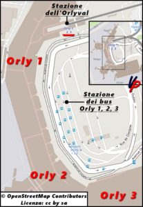 Il capolinea dell’Orlybus all’aeroporto si trova all’interno della stazione dei bus Orly 1, 2, 3