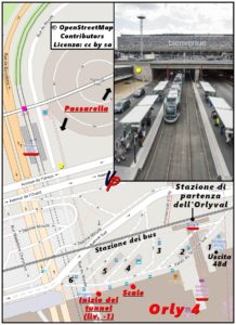 Mappa dei dintorni della fermata del tram nei pressi del settore Orly 4