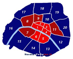 La suddivisione amministrativa della città di Parigi in arrondissement