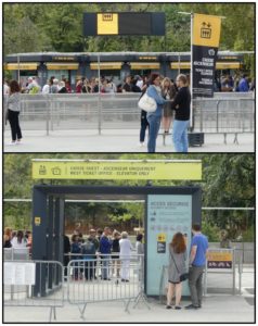 La fila per acquistare il biglietto per l’ascensore presso il pilastro Ovest
